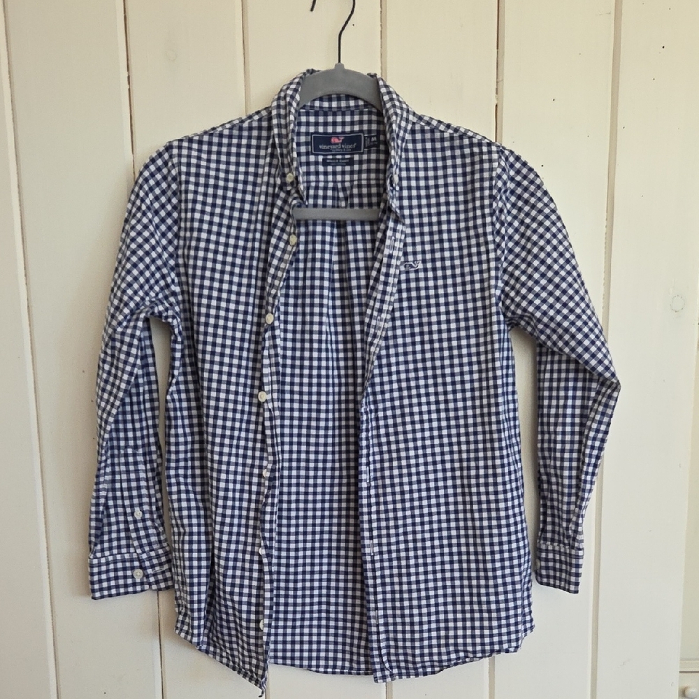 Vineyard Vines Blue and White Checkered Button Down Shirt